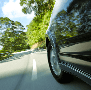 zoom in de coche en carretera con árboles