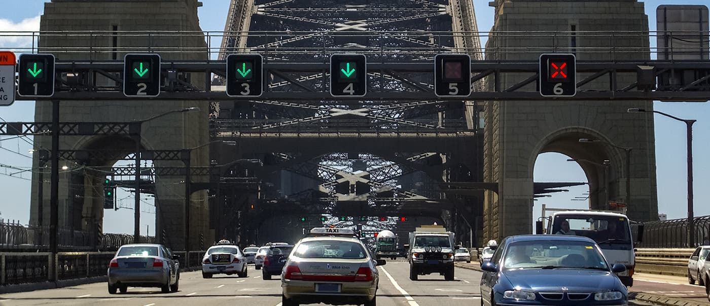 Road and cars along the Harbour Bridge in Sydney, Australia. Road and cars along the Harbour Bridge in Sydney, Australia.